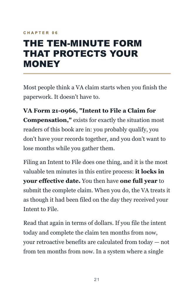 Chapter 6 opening page — The Ten-Minute Form That Protects Your Money, set in large print